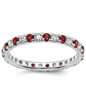 Lab Grown Gemstones 14K 1.25 Ct. Tw. Lab-Grown Diamond & Lab-Grown Ruby Eternity Ring - White