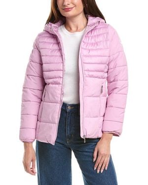 Nicole Miller Mixed Media Puffer Jacket - Red