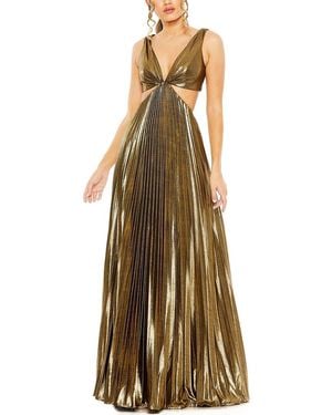 Mac Duggal Pleated Cutout Gown - Metallic