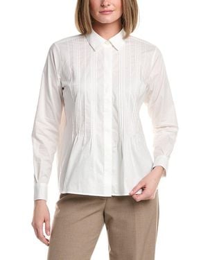 Brooks Brothers Poplin Placket Relaxed Blouse - White