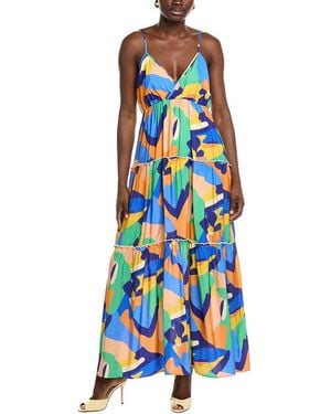 Marion V-Neck Tiered Maxi Dress - Blue