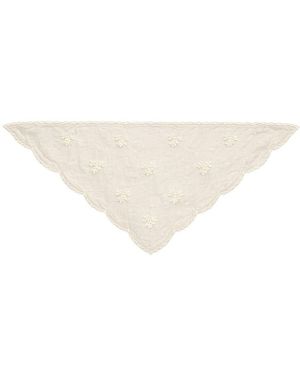 Saachi Embroidered Gauze Bandana - White