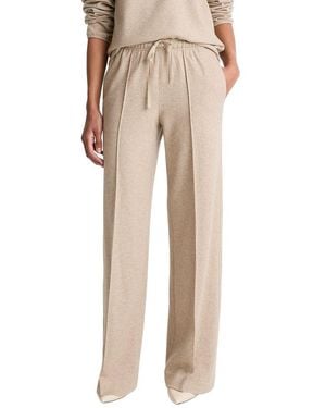Vince Mid Rise Tailored Knit Wool-Blend Wide Leg Pant - Natural