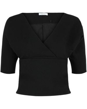 Ferragamo Layered Wool-Blend Blouse - Black