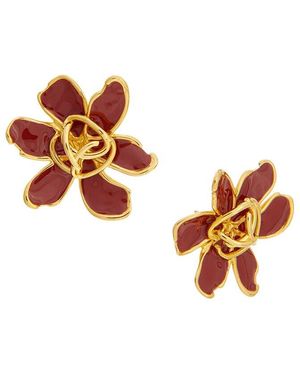 Oscar de la Renta O Enamel Flower Stud Earrings - Orange