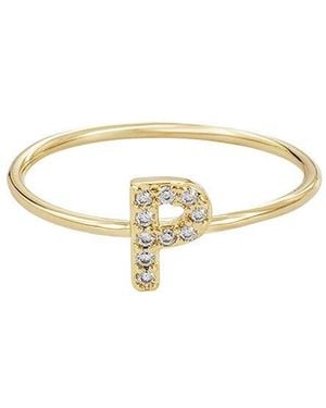 Adornia 14K Plated Cz Initial Ring - White