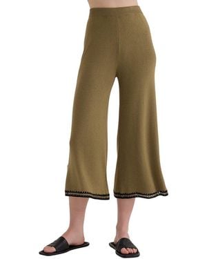 Bella Dahl Crocheted Trim Linen-Blend Cropped Pant - Green