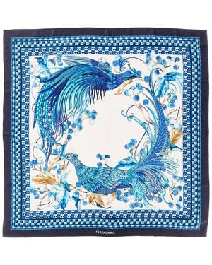 Ferragamo Animal Print Silk Scarf - Blue