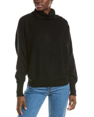 Brodie Cashmere Wool & Cashmere-Blend High Neck Slouchy Bat Jumper - Black