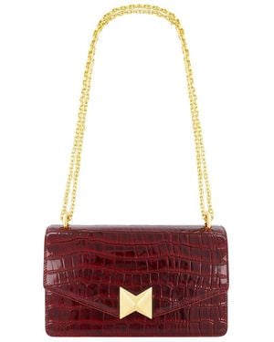 Mac Duggal Crocodile Leather Shoulder Bag - Red