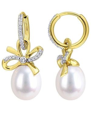 Rina Limor 0.42 Ct. Tw. Lab-Grown Created Sapphire & 9.0-10.0 Mm Pearl Bow Drop Earrings - Metallic