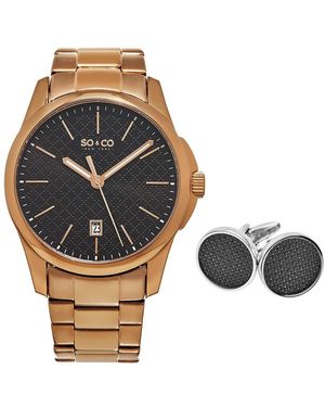 SO & CO Madison Watch & Cufflinks Set - Multicolor