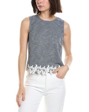 Cece Boxy Sleeveless Linen-Blend Top - Blue