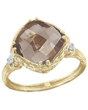 Reiss 14K 3.55 Ct. Tw. Diamond & Smokey Topaz Cocktail Ring - White