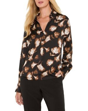 NIC+ZOE Petite Golden Ginko Popover Shirt - Black