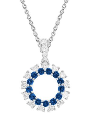 Diamond Select Cuts 14k Diamond .27 Ct. & .26 Ct. Blue Sapphire Necklace