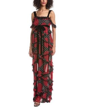 Valentino Printed Silk Gown - Red