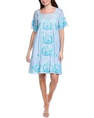 Johnny Was Raglan Tiered Silk Dress - Blue