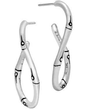 John Hardy Silver Bamboo Earrings - White