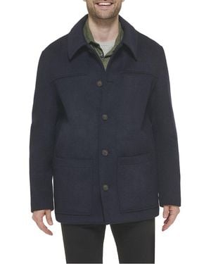 Cole Haan Wool-Blend Coat - Blue
