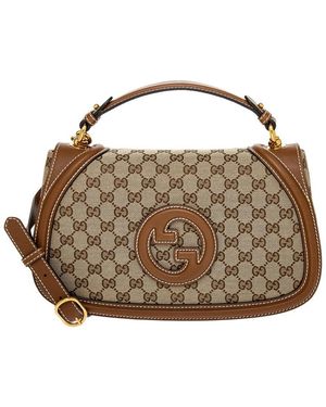 Gucci Blondie Large Canvas & Leather Top Handle Bag - Brown