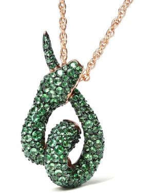 Haus of Brilliance Colourful Gemstones 18K Rose 3.23 Ct. Tw. Tsavorite Pendant Necklace - Green