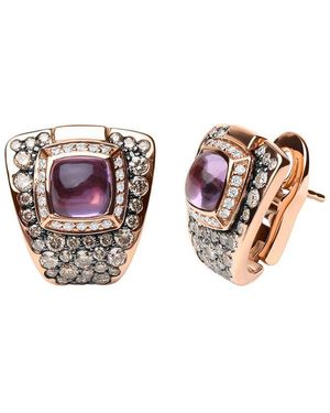 Haus of Brilliance 18K Rose 4.00 Ct. Tw. Diamond & Amethyst Clip-Ons Earring - Multicolour