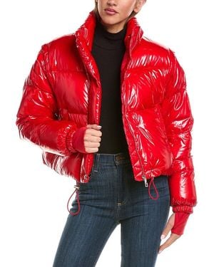 Sam. Zip-Off Sleeve Cropped Down Puffer Coat - Red