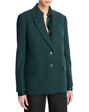 Vince Brushed Flannel Wool-Blend Blazer - Green