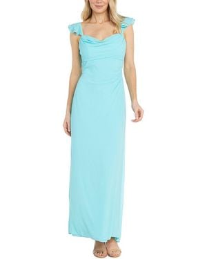 R & M Richards Souffle Crepe Chiffon Maxi Dress - Blue