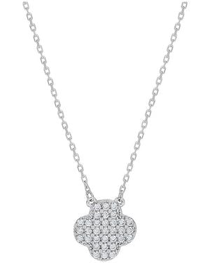 Suzy Levian CZ Jewelry Suzy Levian Cz Clover Necklace - Metallic
