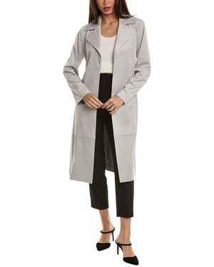 Tahari Open Front Trench Coat - Grey