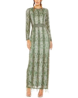Mac Duggal Long Sleeve Beaded Gown - Green