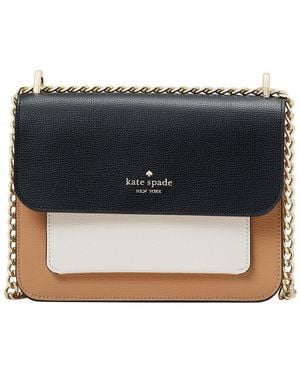Kate Spade Remi Colorblocked Refined Grain Leather Flap Chain Crossbody - Black
