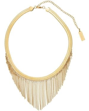 st. Moran 18K Plated Fringe Herringbone Chain Necklace - Metallic