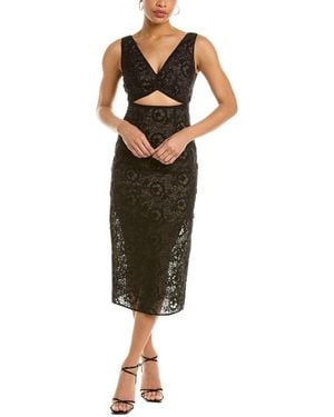 Zac Posen Embroidered Lace Organza Sheath Dress - Black