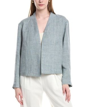 Lafayette 148 New York Collarless Linen-blend Jacket - Blue