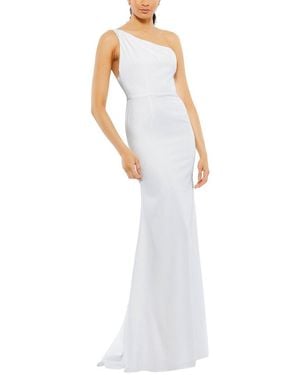 Mac Duggal One Shoulder Jersey Mermaid Gown - White