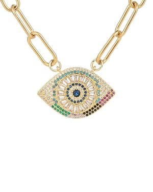 Eye Candy LA Luxe Titanium Cz Evil Eye Necklace - Metallic