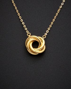 Italian Gold 18K Love Knot Pendant Necklace - Blue
