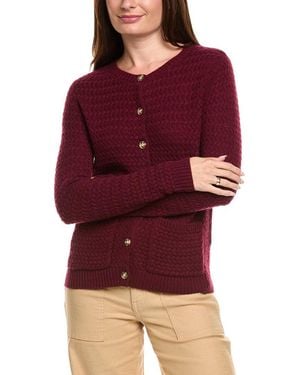 Kier + J Kier + J Basket Weave Wool & Cashmere-Blend Cardigan - Red
