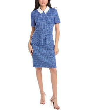 St. John Tweed Collared Dress - Blue