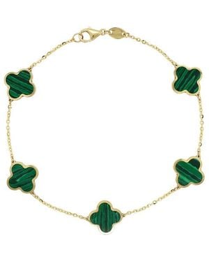 Italian Gold 14k Malachite Enamel Chain Bracelet - Green