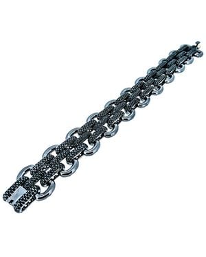 Arthur Marder Fine Jewelry Silver Black Spinel Link Bracelet - Blue