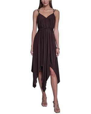 Halston Spaghetti Strap Midi Dress - Multicolor