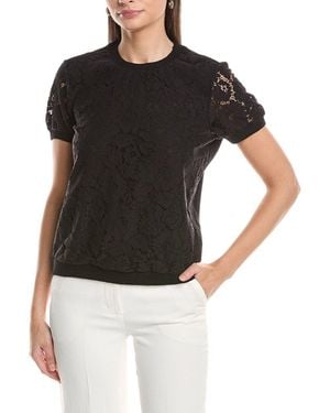 Tahari Lace Front Top - Black
