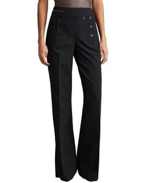 Reiss Sidney Wide Leg Button Trouser - Black