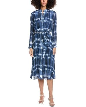 Bella Dahl Long Sleeve Pleated Maxi Shirt Dress - Blue