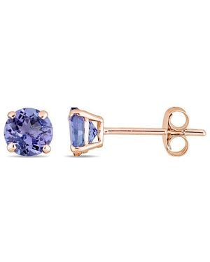 Diamond Select Cuts 14K Rose 1.08 Ct. Tw. Tanzanite Studs - Blue