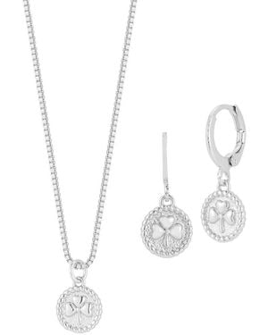 Sphera Milano Plated Necklace/Earring Set - White